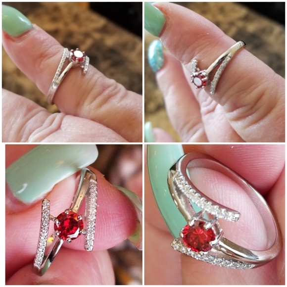Genuine 1ct Ruby and White Sapphire Ring 8 - Picture 3 of 4
